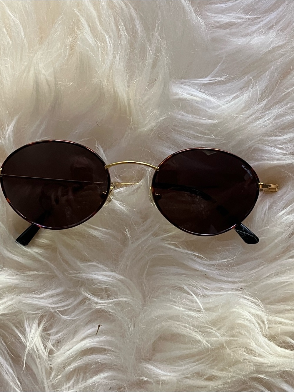 Vintage BlueBoy Gold Frame Oval Sunglasses in Dark Brown Tortoise